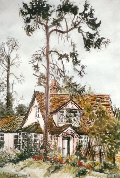 Cottage with Fir Tree by Unbekannt Unbekannt